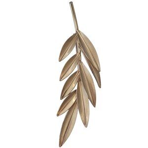 Krementz Gold Tone Leaf, Feather Brooch Pin, Signed E688